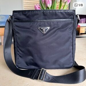 Black Nylon Messenger Bag